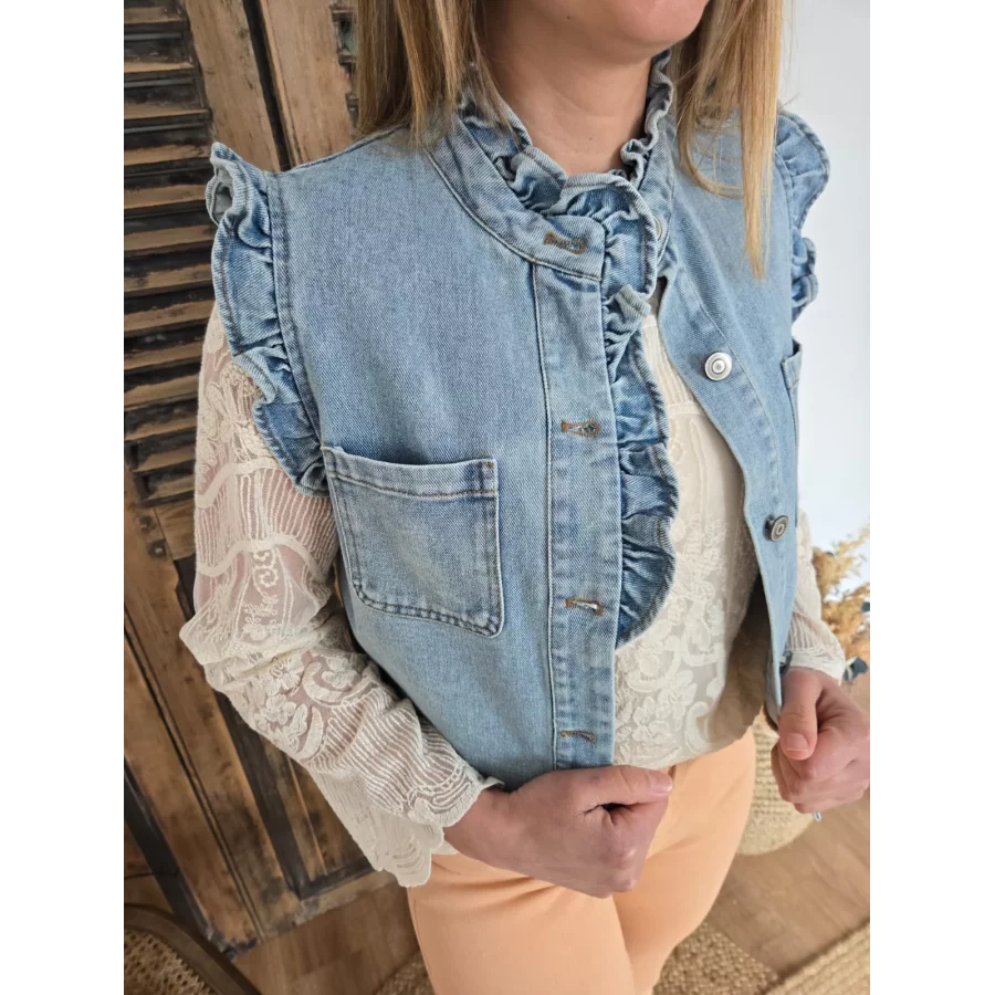 Veste en jean sans manches Corine