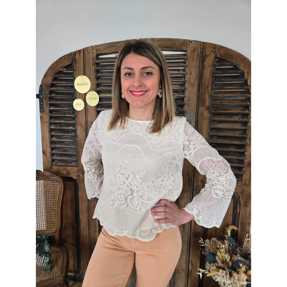 Blouse Jennifer dentelle beige