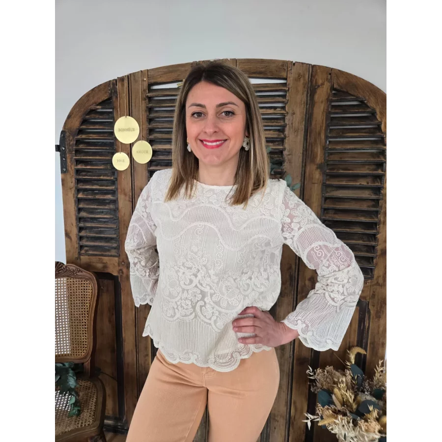 Blouse Jennifer dentelle beige