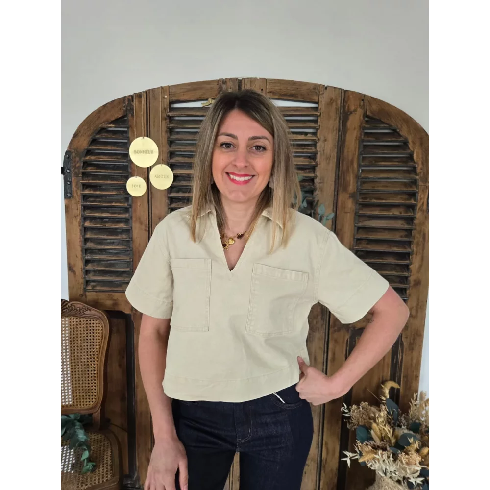 Blouse Louisa crop jean beige