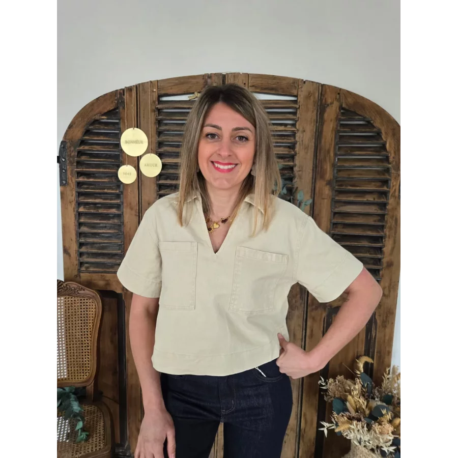 Blouse Louisa crop jean beige