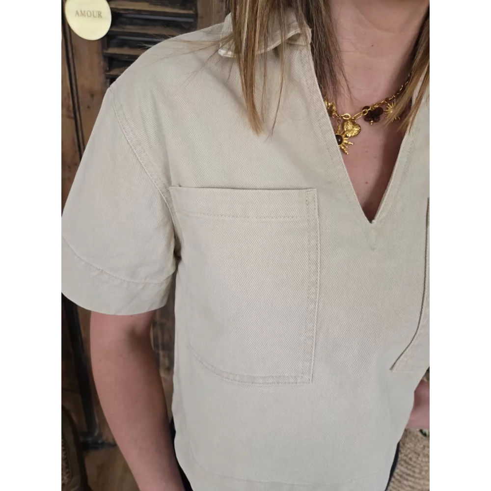 Blouse Louisa crop jean beige