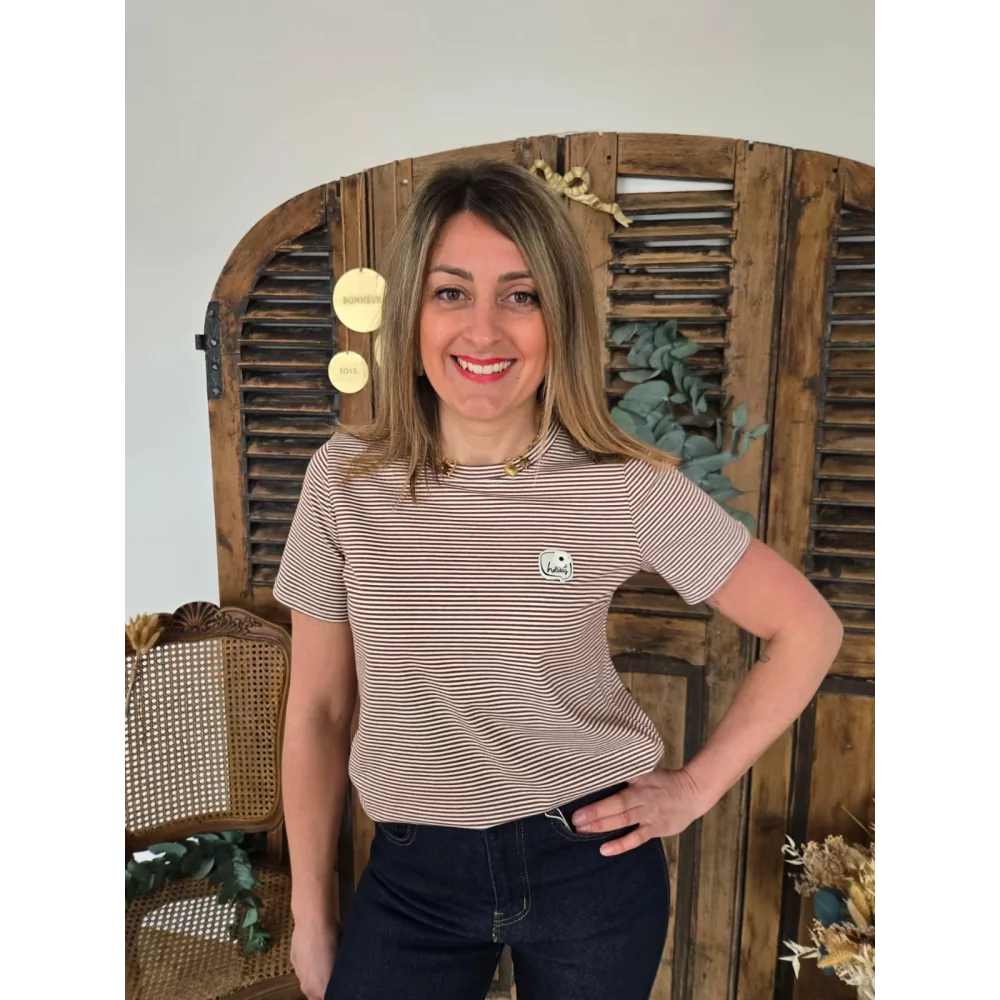 T-shirt Holiday rayée choco