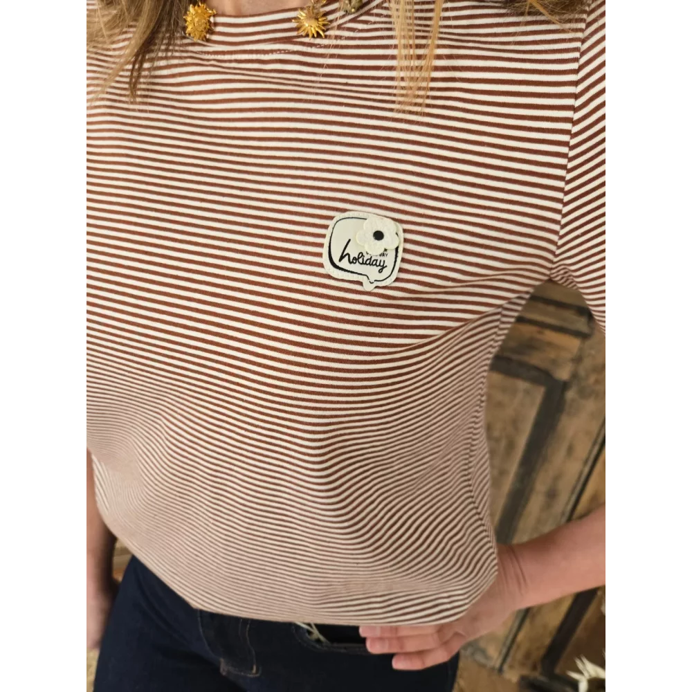 T-shirt Holiday rayée choco