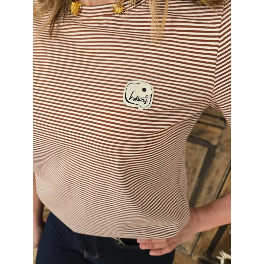 T-shirt Holiday rayée choco