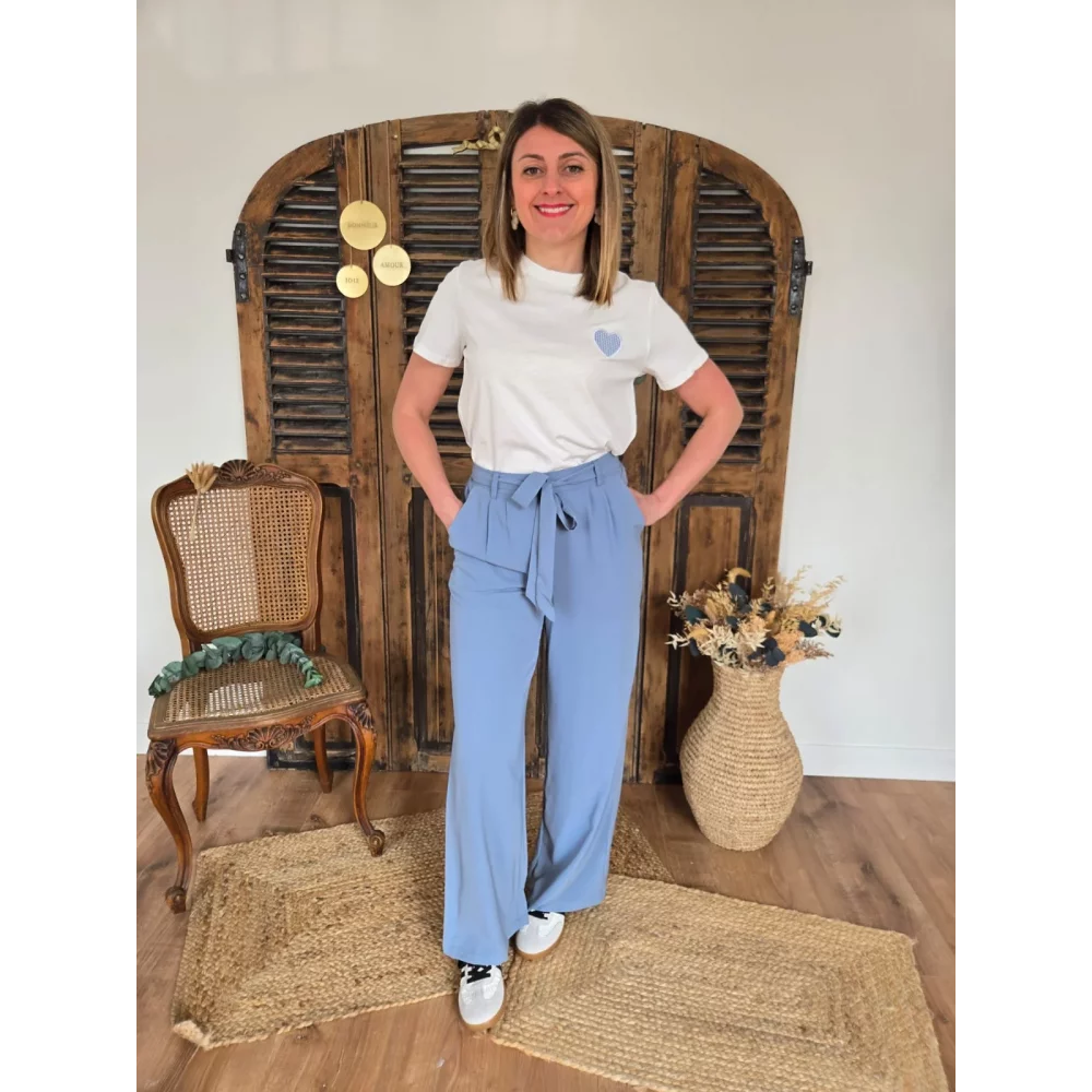 Pantalon fluide Sylvestre bleu glacier