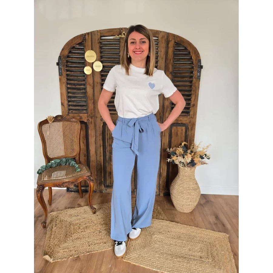 Pantalon fluide Sylvestre bleu glacier