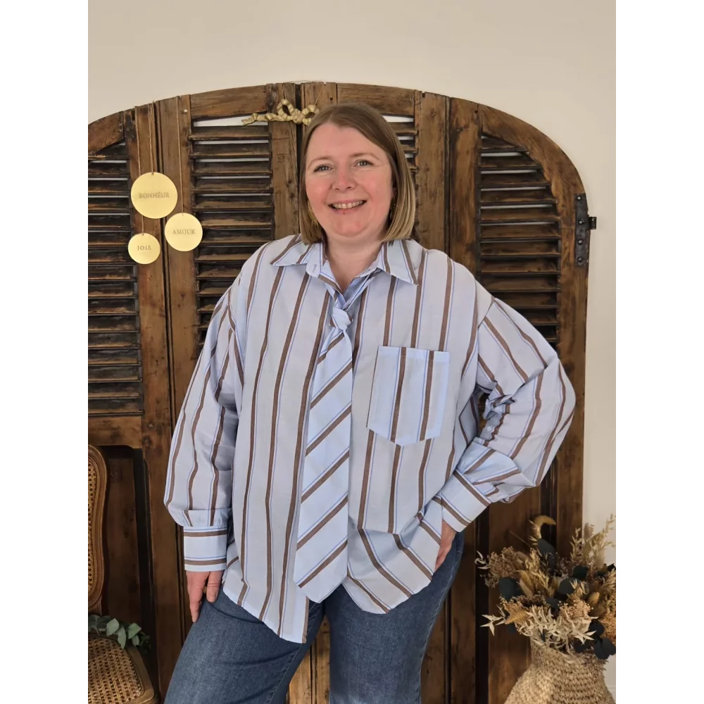 Chemise et cravate ciel et choco