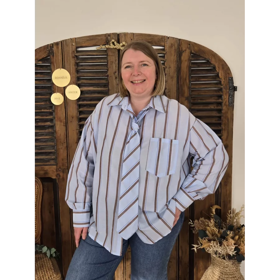 Chemise et cravate ciel et choco