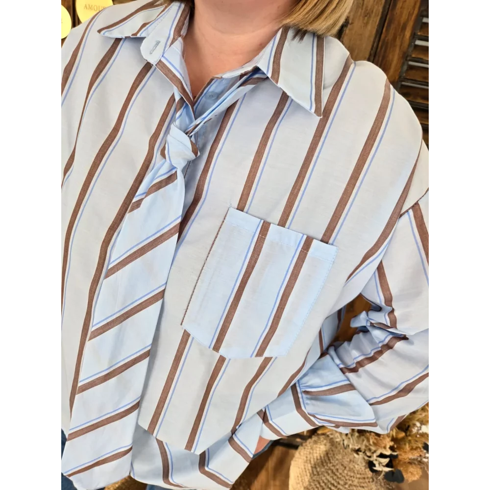 Chemise et cravate ciel et choco