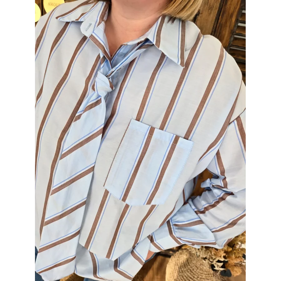 Chemise et cravate ciel et choco