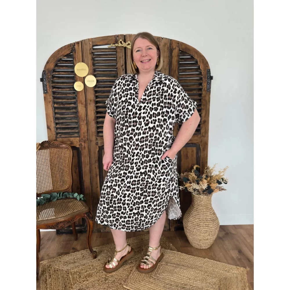 Robe Julienne leopard gaze de coton