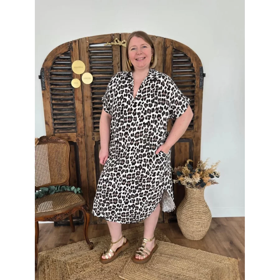 Robe Julienne leopard gaze de coton