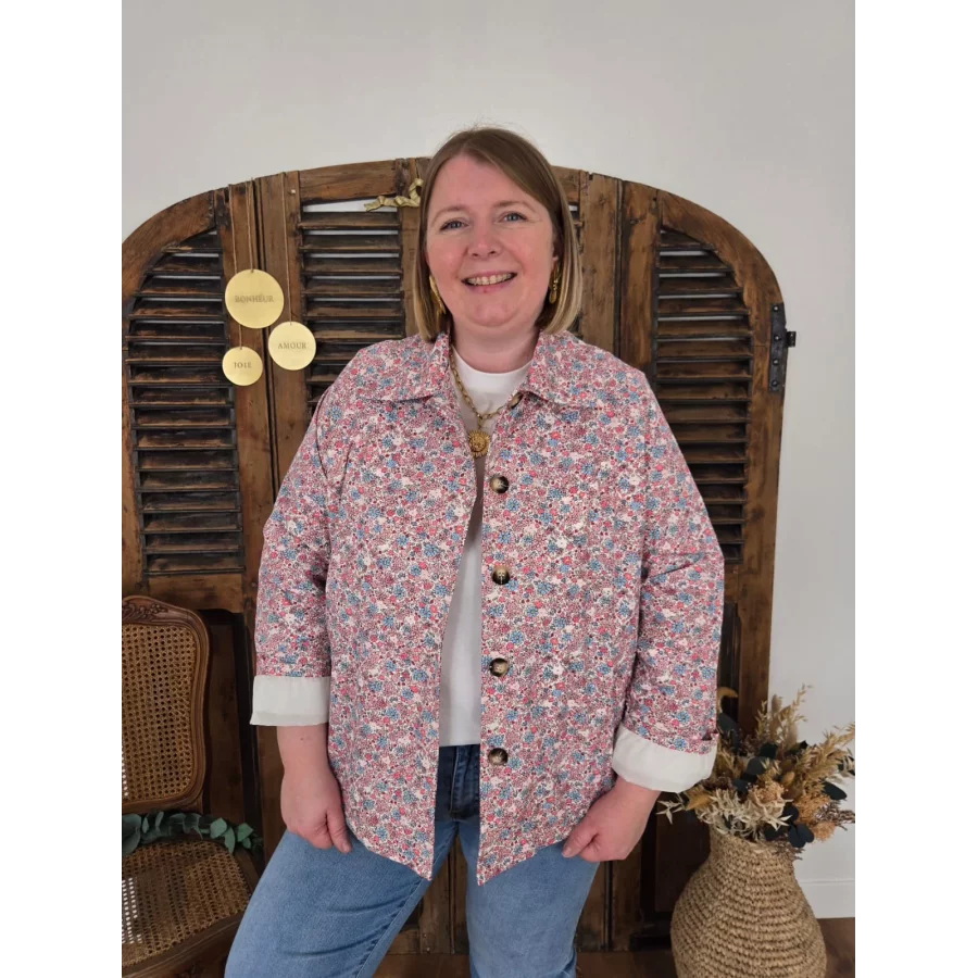 Veste Lydie fleurs rose