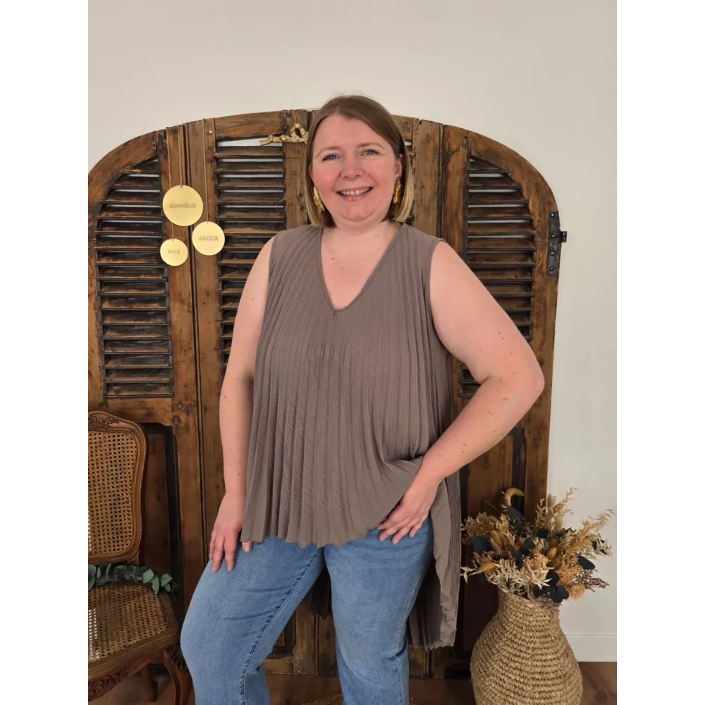 Tunique Louna taupe plissée asymetrique