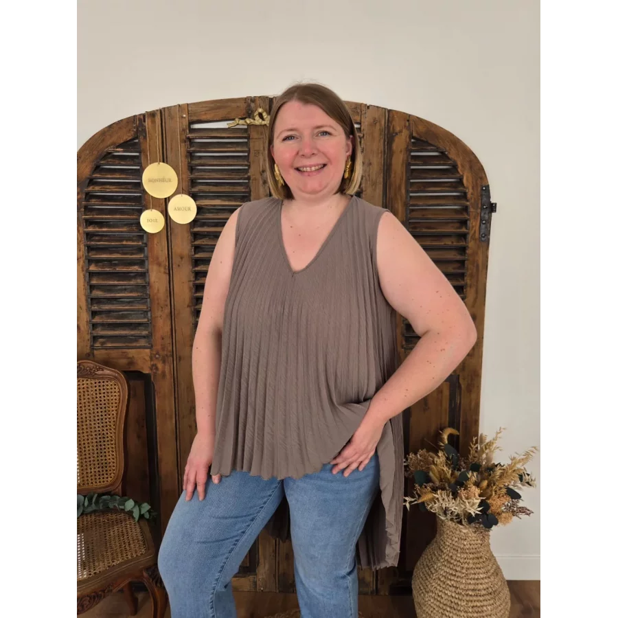 Tunique Louna taupe plissée asymetrique