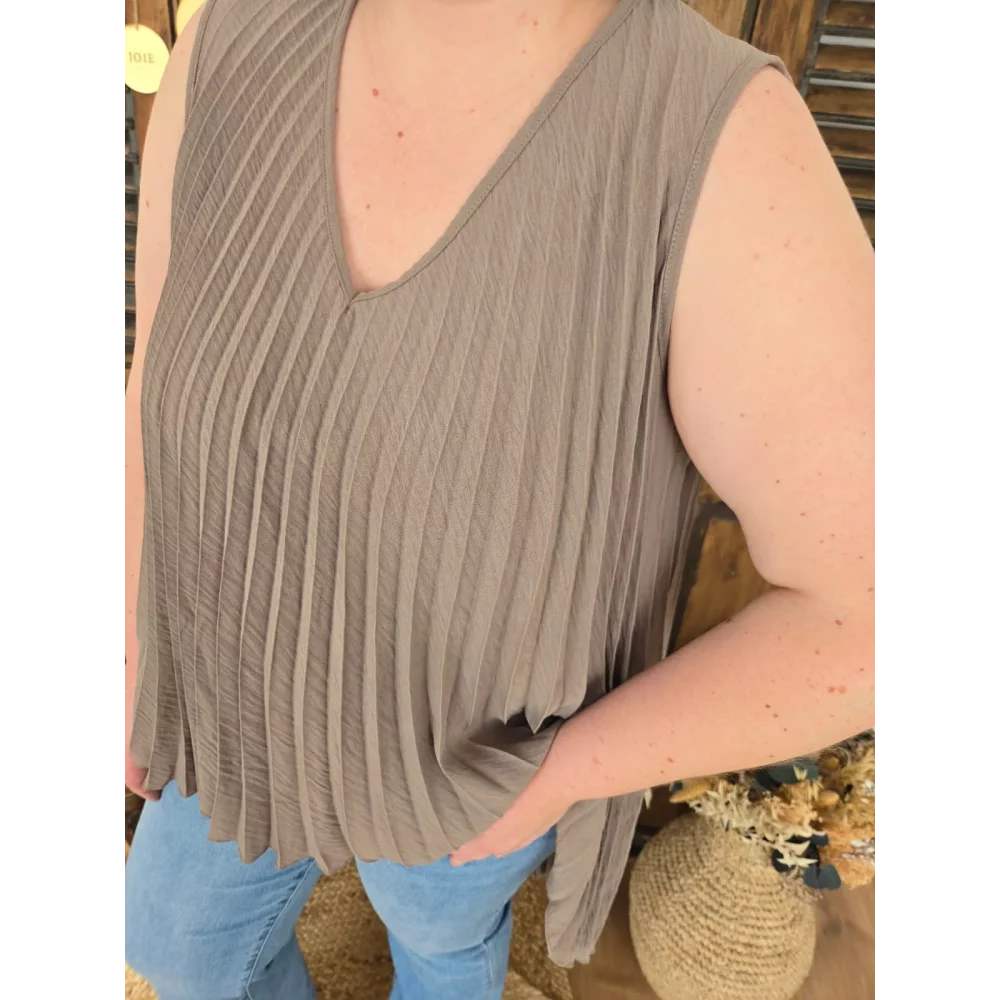 Tunique Louna taupe plissée asymetrique