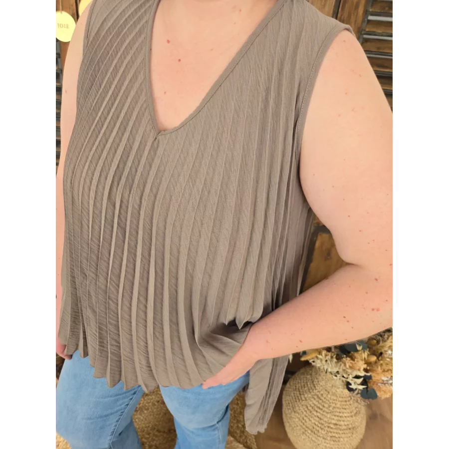 Tunique Louna taupe plissée asymetrique