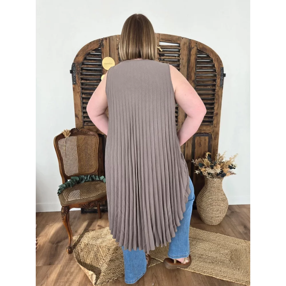 Tunique Louna taupe plissée asymetrique