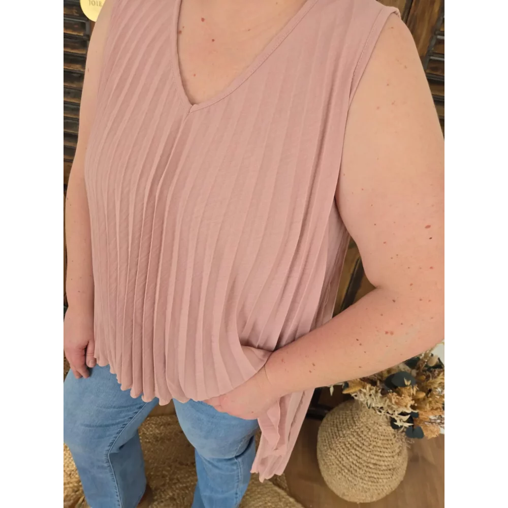 Tunique Louna rose plissée asymetrique
