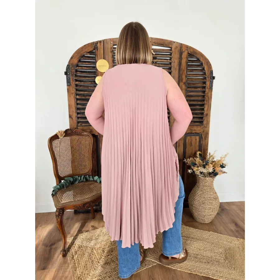 Tunique Louna rose plissée asymetrique