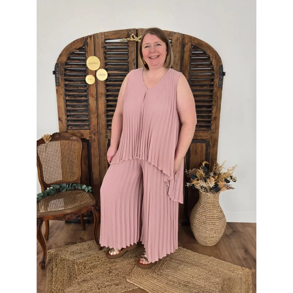 Tunique Louna rose plissée asymetrique