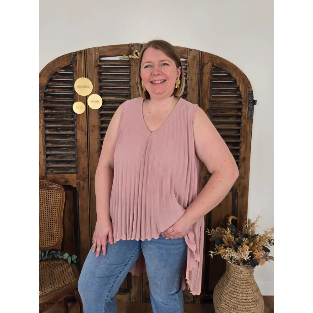 Tunique Louna rose plissée asymetrique