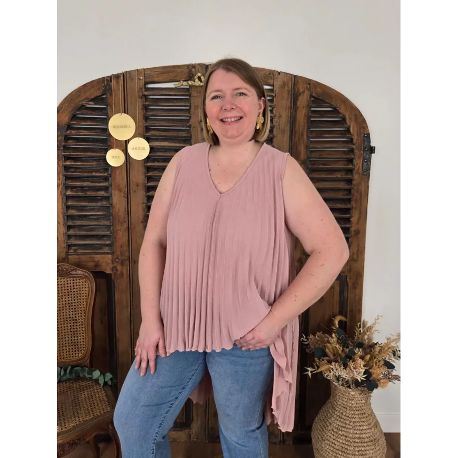Tunique Louna rose plissée asymetrique