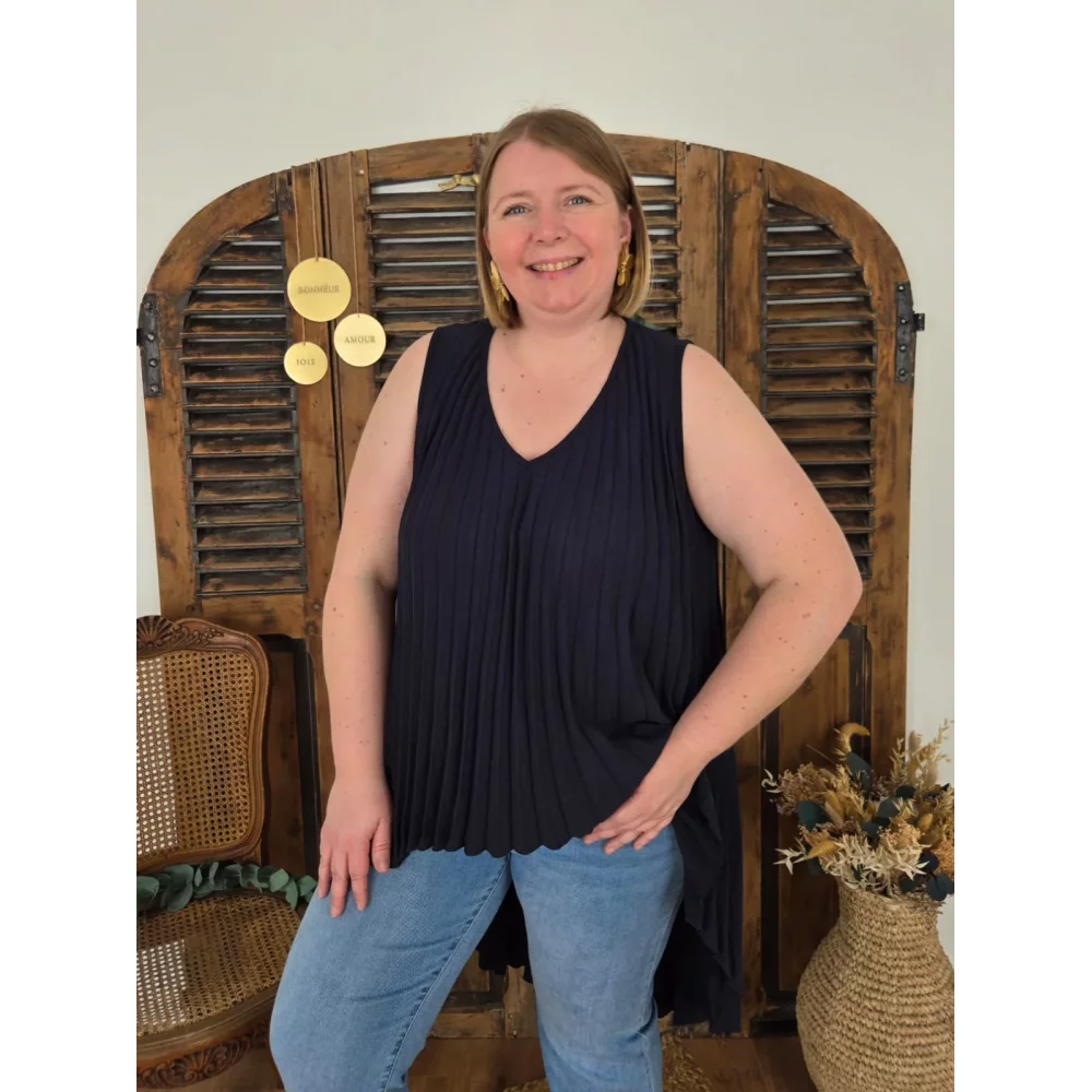 Tunique Louna bleu marine plissée asymetrique