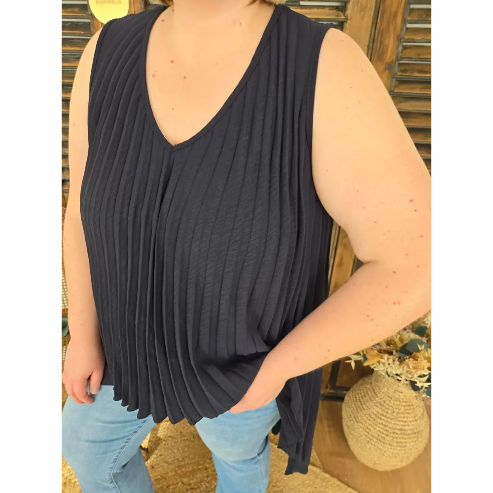 Tunique Louna bleu marine plissée asymetrique