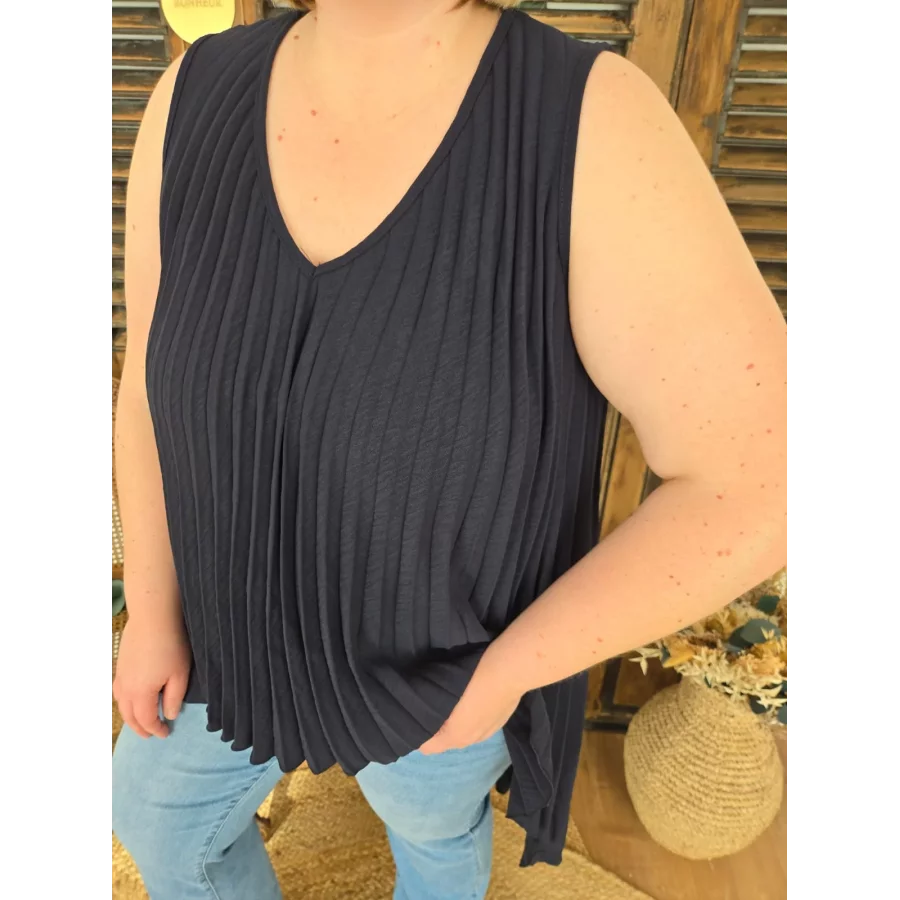 Tunique Louna bleu marine plissée asymetrique