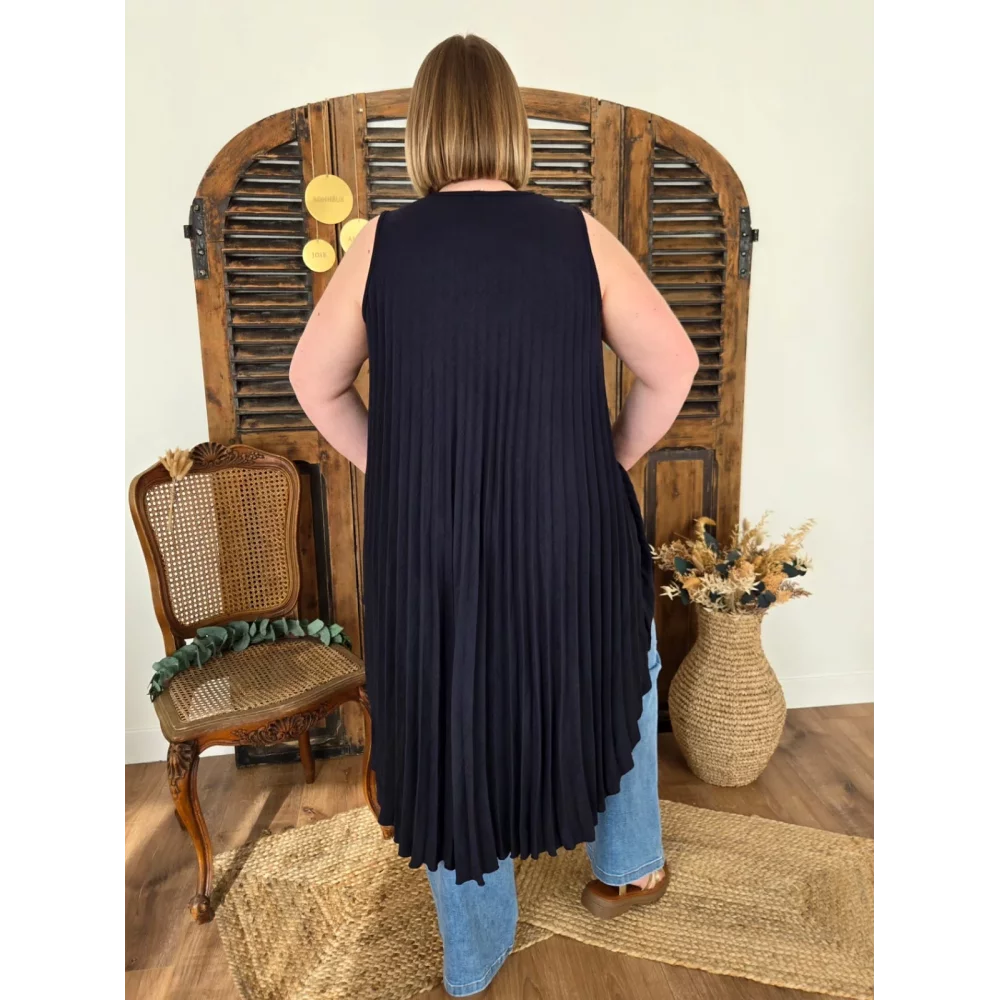 Tunique Louna bleu marine plissée asymetrique
