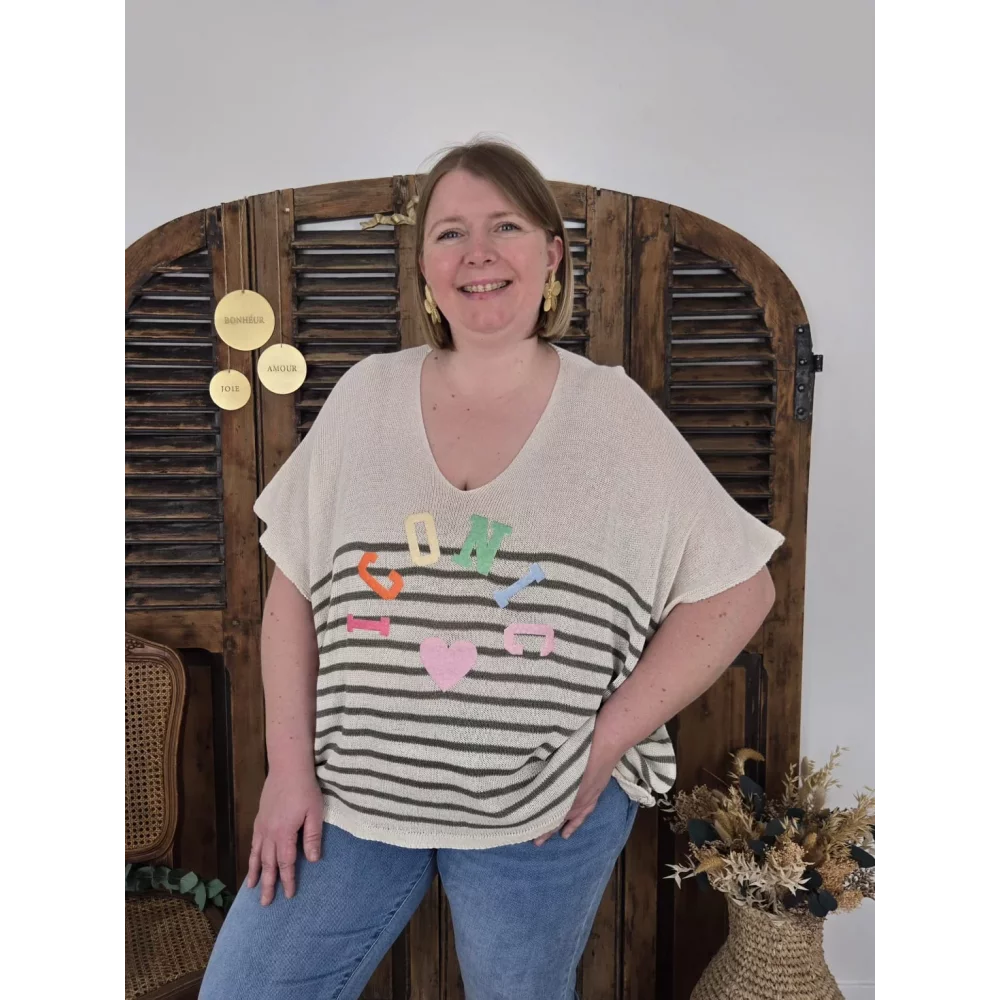 Pull maille fine kaki ICONIC