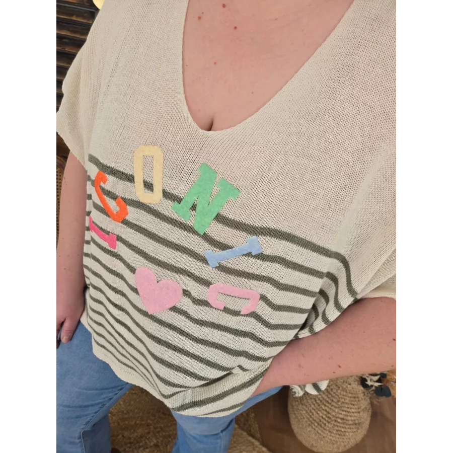 Pull maille fine kaki ICONIC