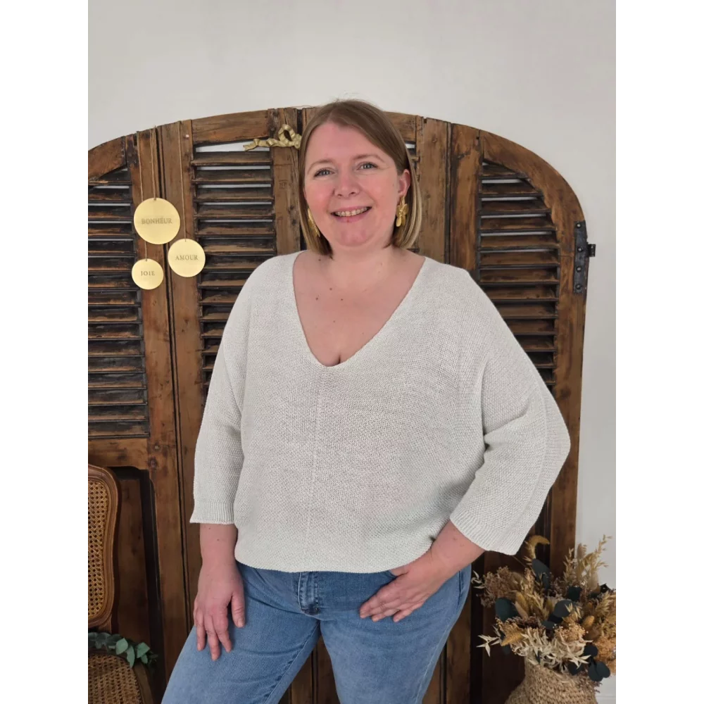 Pull Octave maille lurex blanc