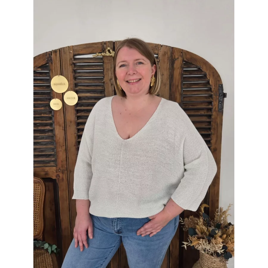 Pull Octave maille lurex blanc