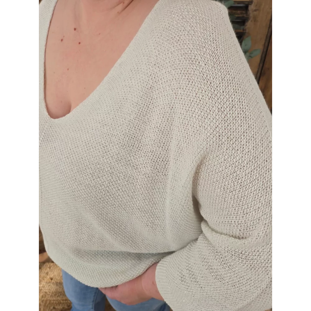 Pull Octave maille lurex blanc