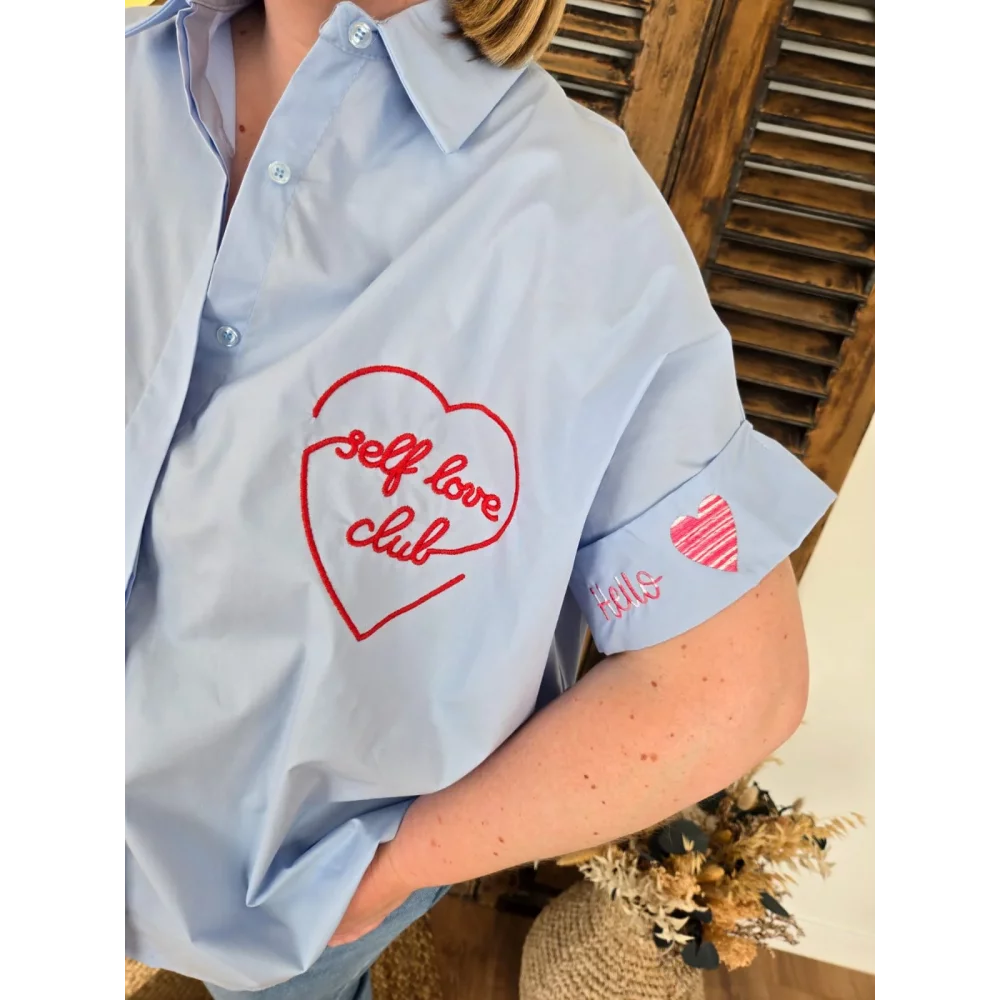 Chemise Self Love Club bleu ciel