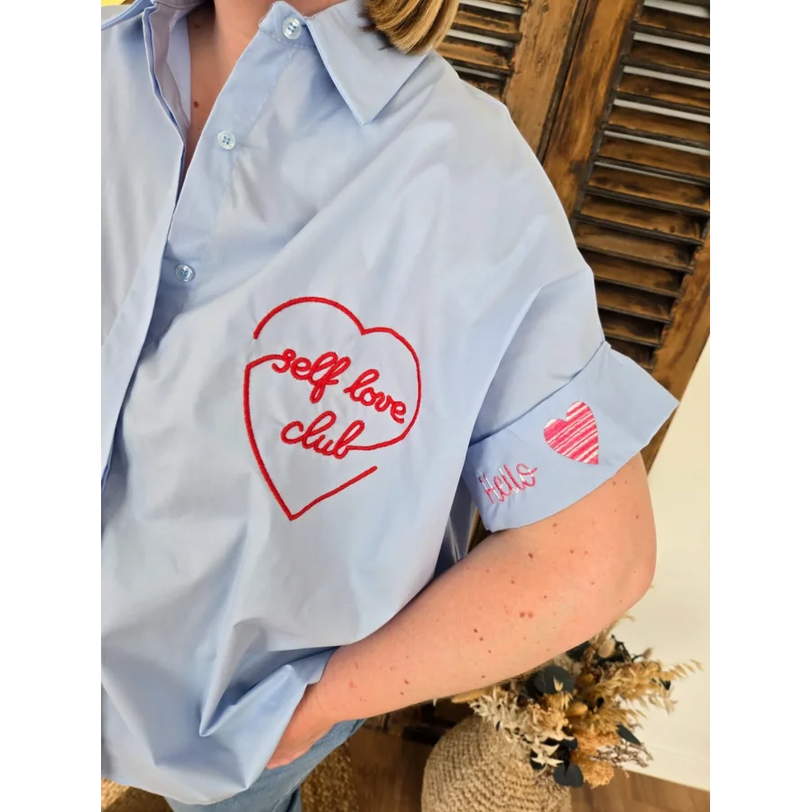Chemise Self Love Club bleu ciel