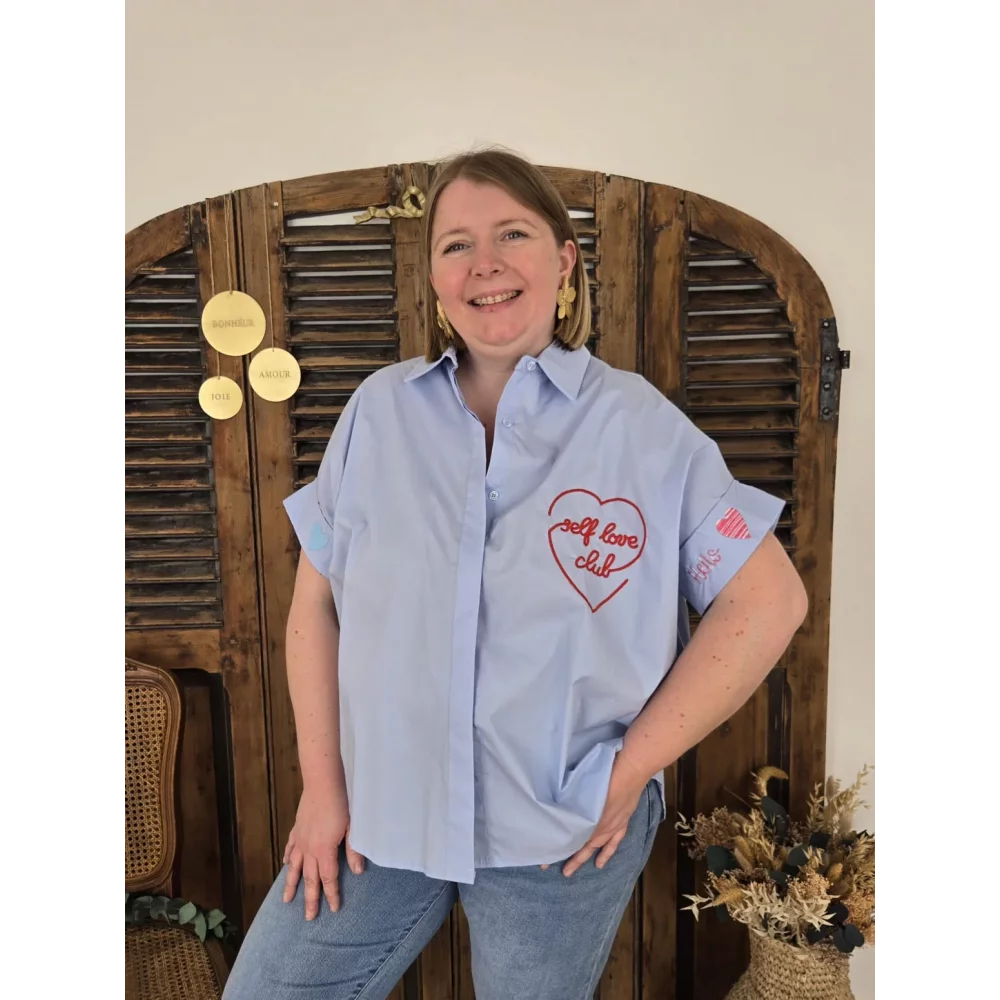 Chemise Self Love Club bleu ciel