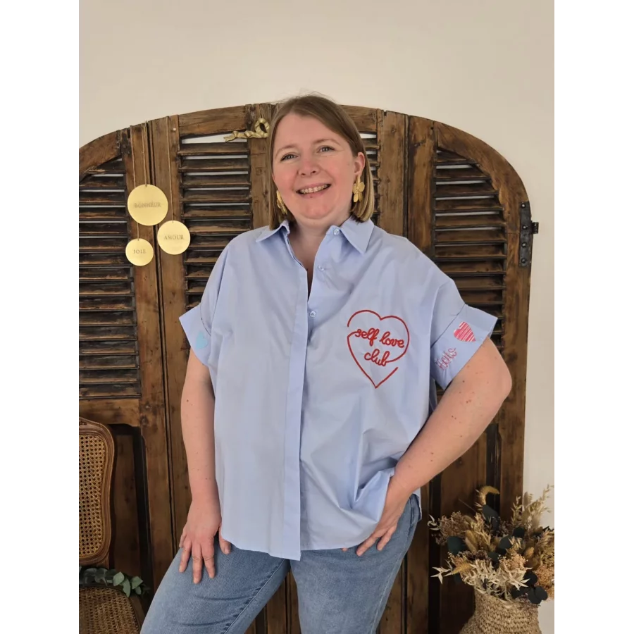 Chemise Self Love Club bleu ciel