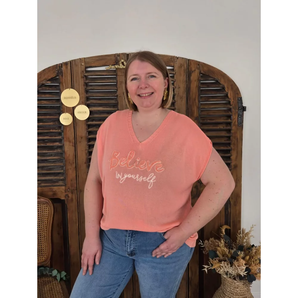 Pull fin Believe in yourself corail