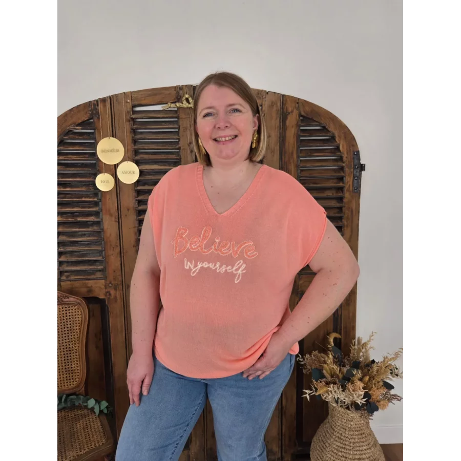 Pull fin Believe in yourself corail