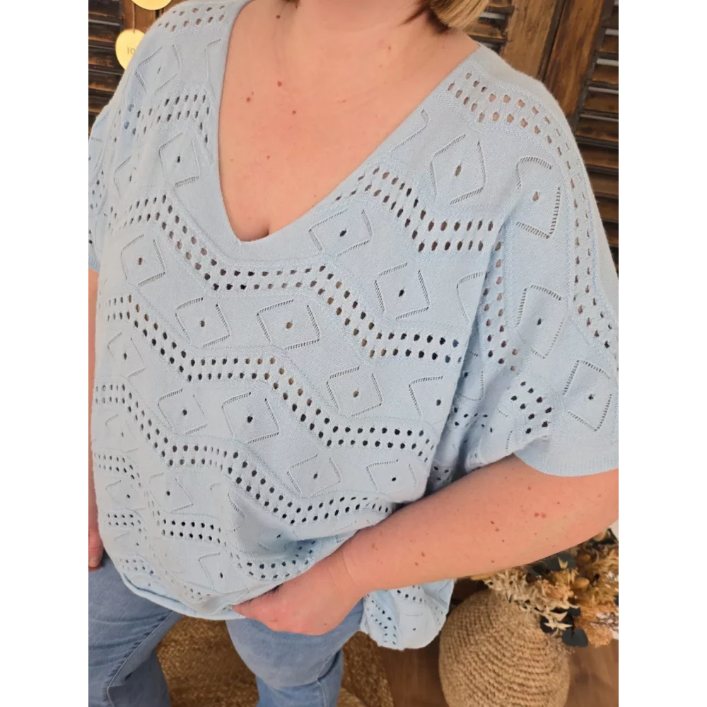 Pull Simeon maille bleu ciel