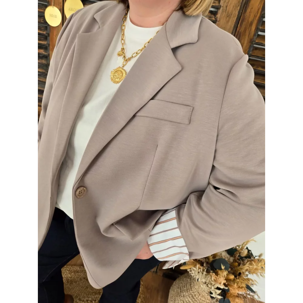 Blazer Hervé taupe effet superposition