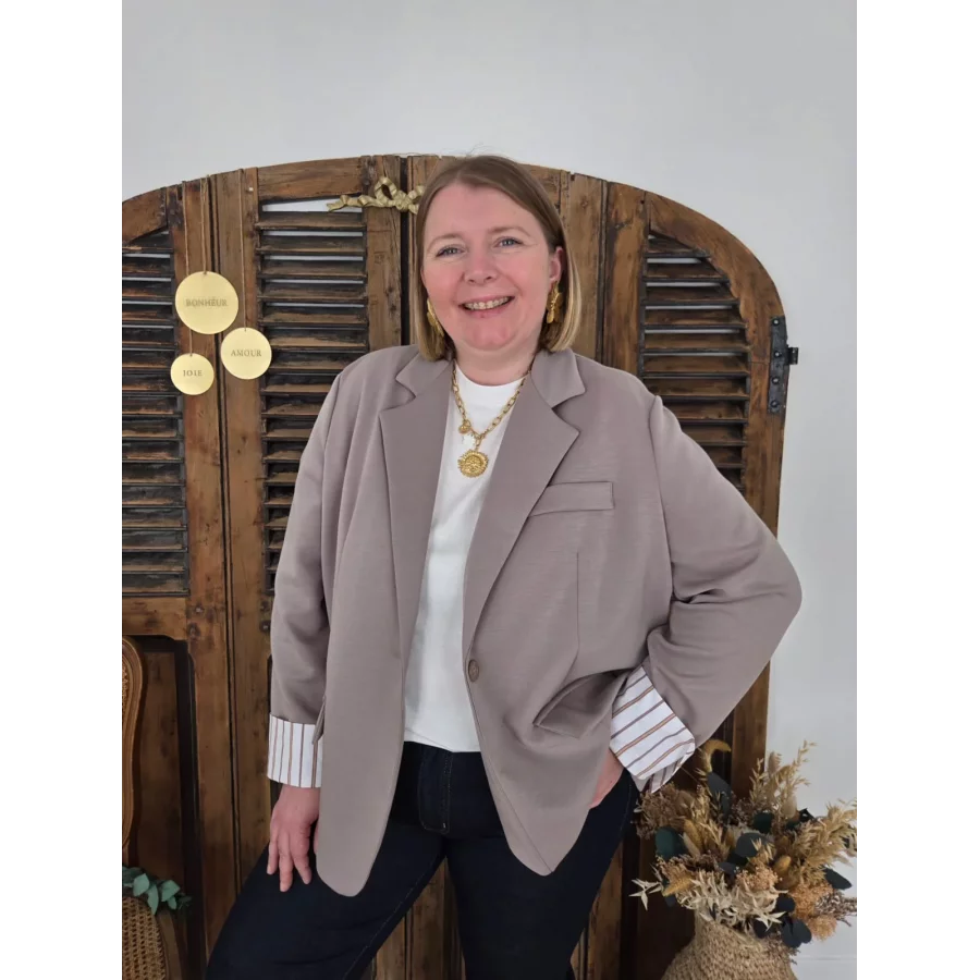 Blazer Hervé taupe effet superposition
