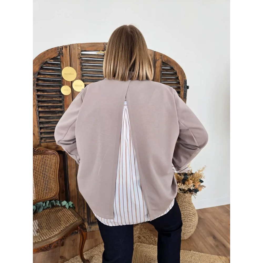 Blazer Hervé taupe effet superposition