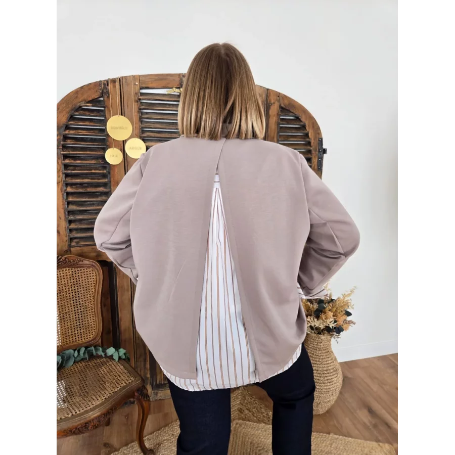Blazer Hervé taupe effet superposition