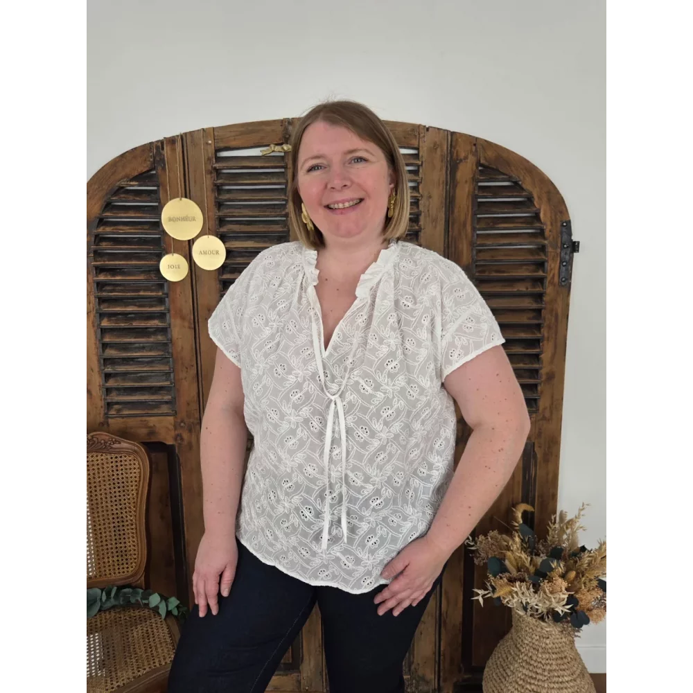 Blouse Laly blanche broderie