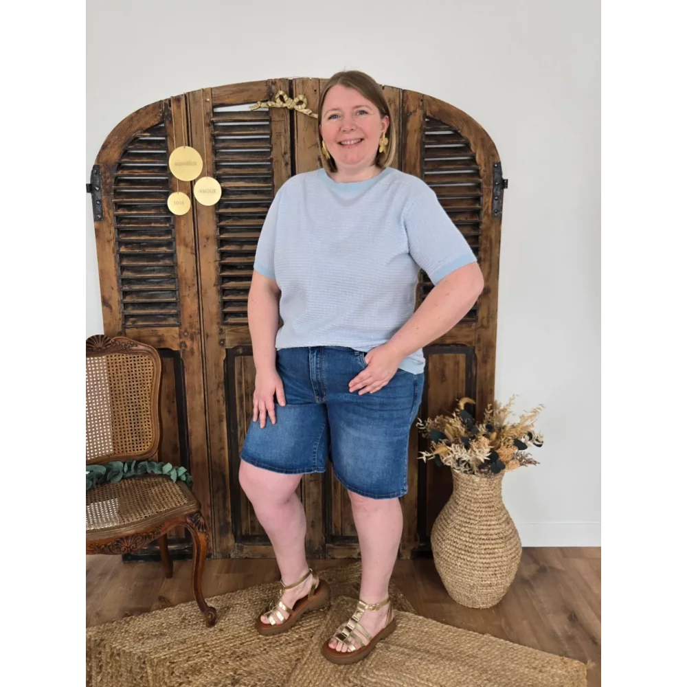 Short jean long bleu stone